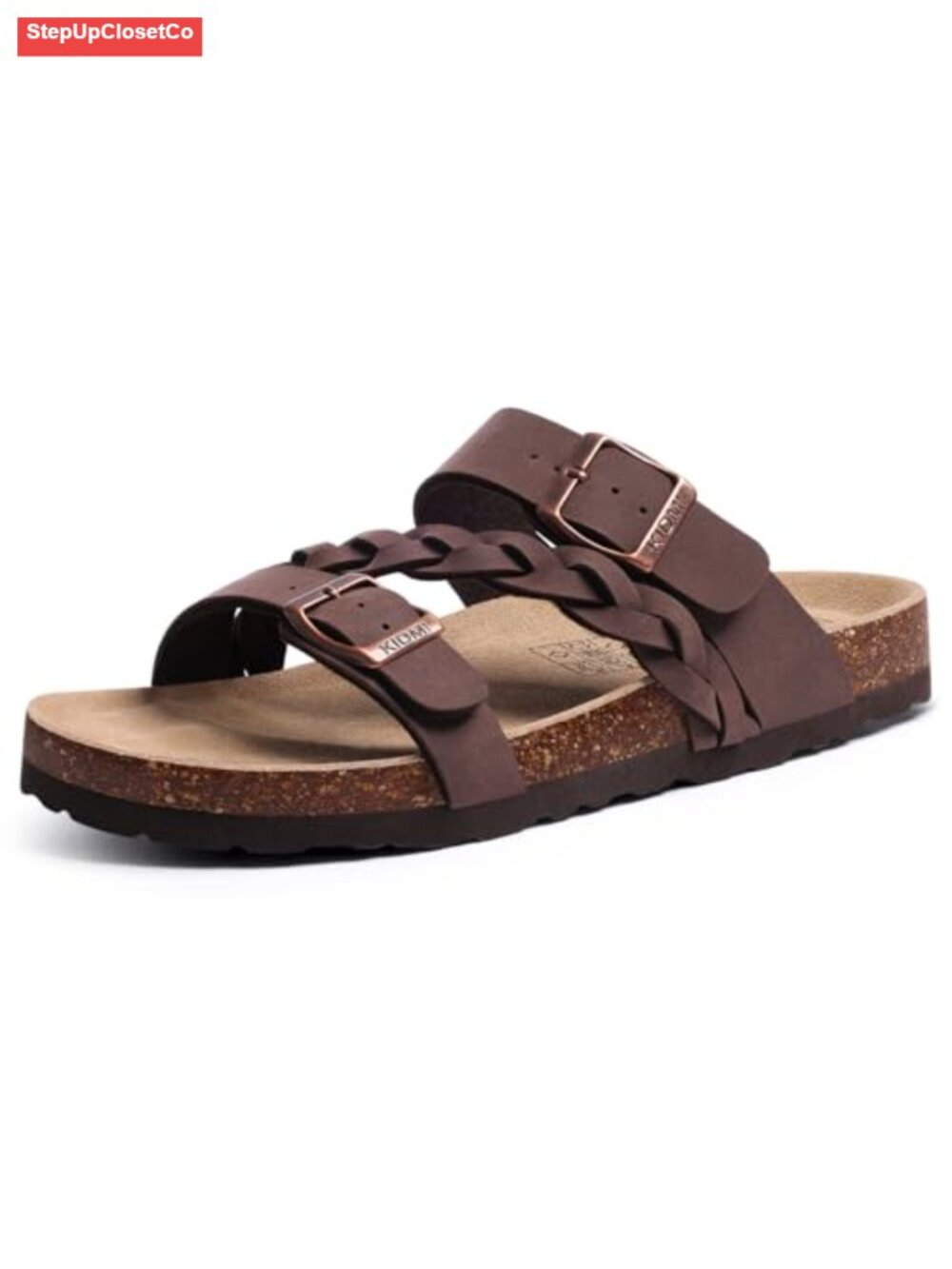 Women's Cork Footbed Sandals with Arch Support Adjustable Buckle Slide Sandals